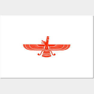 Faravahar - Zoroastrian symbol design in red -Zoroastrianism religion of fire Posters and Art